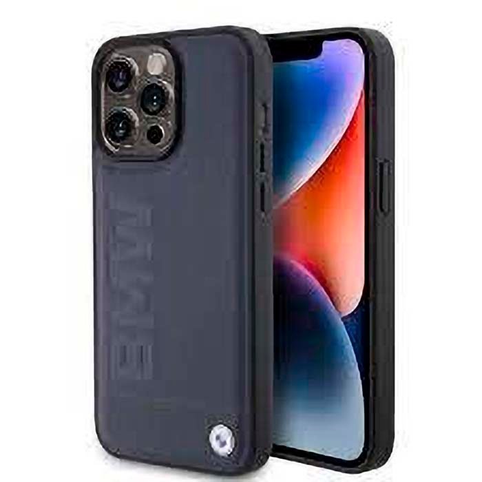 iPhone 15 Pro 15 Pro Max BMW Leather Case with Hot Stamp Pattern Navy
