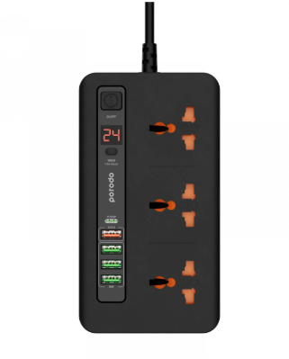 Porodo 3 AC 4 USB-A & USB-C PD 20W Multi-Port Super Hub 2M Uk