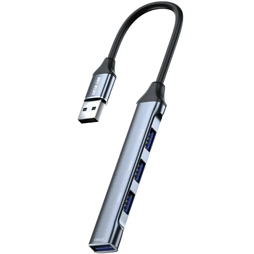 Green Lion 4-In-1 USB Hub - Docking Station Adapter - Black